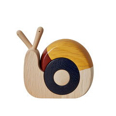 Wooden snail toy with vibrant colors and unique design for children's play and decor, promoting creativity and imagination
