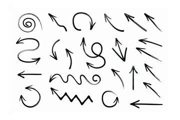 Hand-drawn arrows: A collection of hand-drawn arrows, each unique in style and direction, offering versatile design elements for various creative projects.