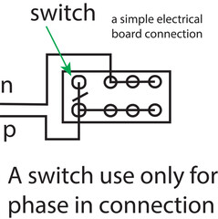 High Quality Vector Illustration of Electrical Wiring Board with Switch and Three Sockets, Detailed Phase and Neutral Connection Diagram for Home and Industrial Electrical Installation"