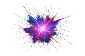 Fototapeta premium Bright colorful plasma ball exploding with energy on transparent background, perfect for visual effects and motion graphics