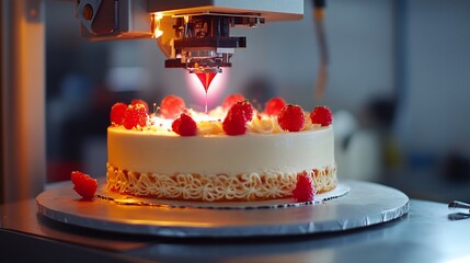 Innovative Food Technology: 3D Printing a Cake with Precision and Fresh Berries