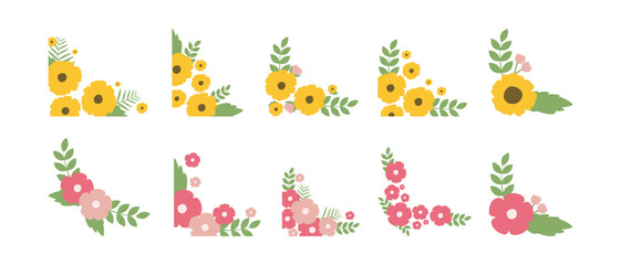 Beautiful Hand Drawn Flower Corner Frame Decoration Collection