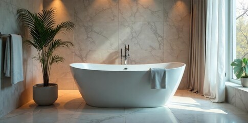 Luxurious bathtub interior with modern fixtures, elegant tile work, and soft ambient lighting creating a serene spa-like atmosphere Perfect for relaxation and self-care , marble, soap
