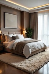 Luxurious, plush rug perfectly complements a master bedroom's sophisticated d?cor Adds warmth, texture, and style to the sleeping area Ideal for enhancing bedroom ambiance , modern, traditional