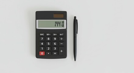 Calculator and Pen on White: Financial Tools