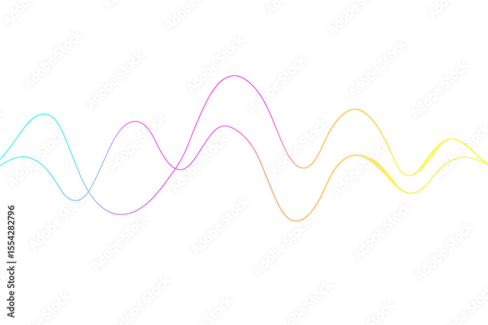 Leinwandbilder Abstract colorful wavy lines flowing on a transparent background, creating a dynamic and vibrant visual effect