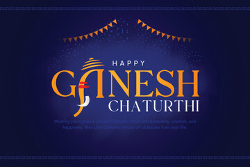 Vector illustration of happy Ganesh Chaturthi festival of India. Creative greeting card in typography.