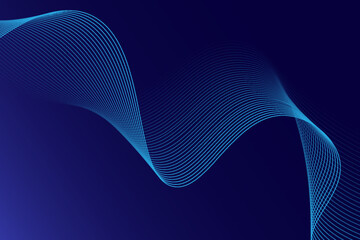 Abstract glowing wave lines on dark blue background. Dynamic wave pattern. Modern flowing wavy lines.