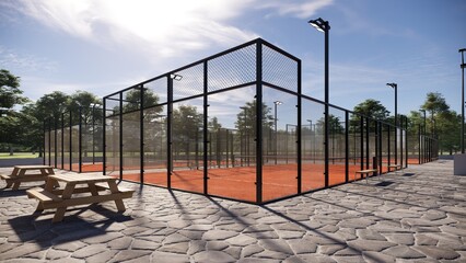 Corner view Terracotta padel tennis court 