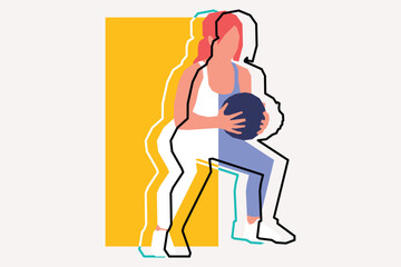 Sport woman exercising using ball vector illustration