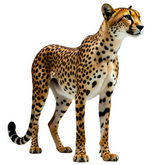 Cheetah with Black Spots on Transparent Background, 3D Realism Graphic for Web Design