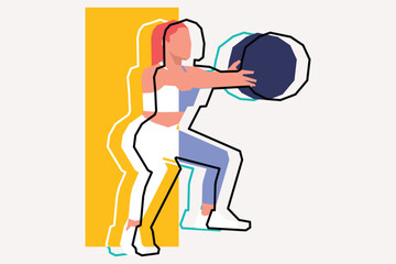 Sport woman exercising using ball vector illustration