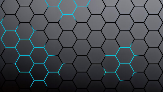 Geometric background with a hexagonal pattern. The layout consists of a series of interconnected hexagons, creating a honeycomb effect