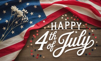 Patriotic 4th of july background american flag stars and festive typography