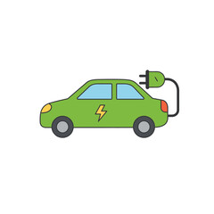 green car on white background