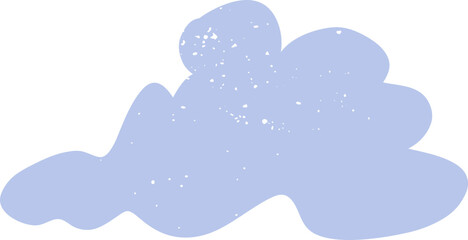 Blue Cloud Shape with Grunge Texture, Blob Shape Element