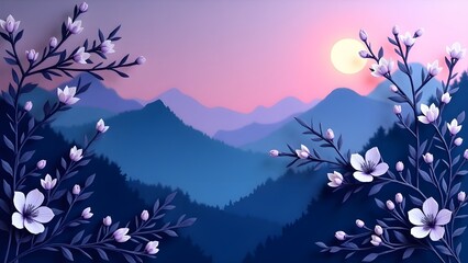 Paper Cut Landscapes: A Collection of Serene Mountain and Floral Scenes