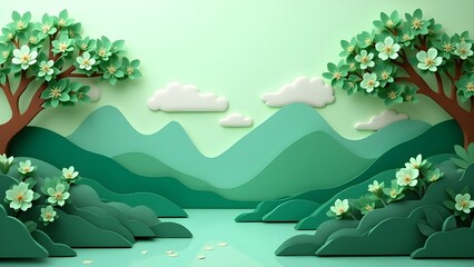 Paper Cut Landscapes: A Collection of Serene Mountain and Floral Scenes