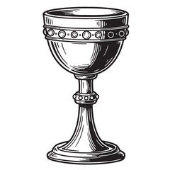 Elegant hand drawn vintage art silhouette of a chalice for religious ceremonies and spiritual practice