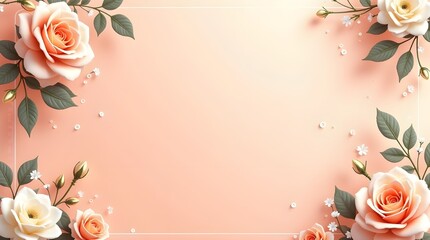 Elegant Floral Borders and Frames with Peach and Cream Roses