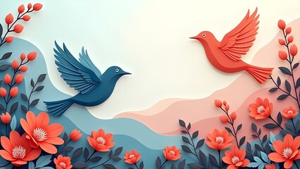 Papercraft Birds and Blossoms: A Collection of Serene and Colorful Nature-Inspired Art