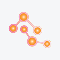 Abstract interconnected glowing orange and pink circles forming a network structure