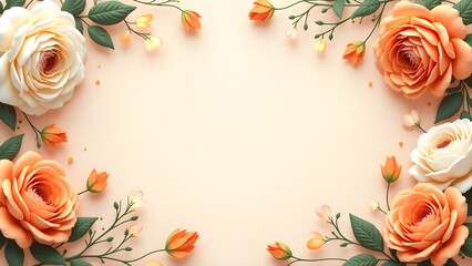  Elegant Floral Borders and Frames with Peach and Cream Roses