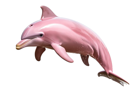 Realistic Pink River Dolphin Leaping Above Water with Splash Effect, isolated on transparent background - Powered by Adobe