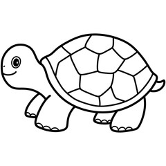 Hand drawn turtle cartoon illustration outline 