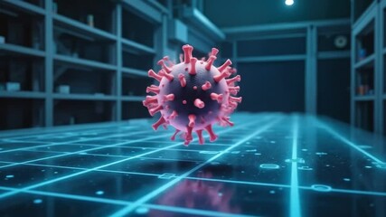 Digital illustration of a virus model on a high-tech background   - Powered by Adobe