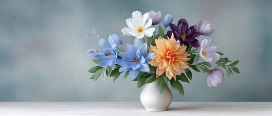 A Vibrant Springtime Flower Arrangement Captured with a Pastel Palette in Stunning Composition Using the Rule of Thirds