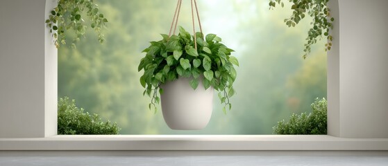 Embracing Sustainable Living with Hanging Plants in Natural Daylight Spaces for a Serene Ambience and Eco-Friendly Vibes