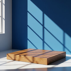 wooden template with blue gackground