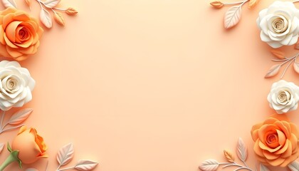  Elegant Floral Borders and Frames with Peach and Cream Roses