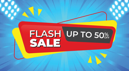 Flash Sale Up To 50% Off Banner with Spotlight Effect