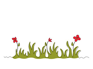 Abstract grass, lawn, and flowers. continuous single one line art drawing sketch, logo