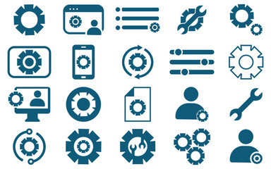 Minimal Gear and Settings Icon Set – Editable Thin Line Vector for UI, Technology, and Configuration