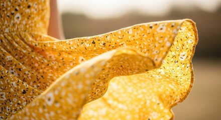 Flowing yellow fabric in the sunlight