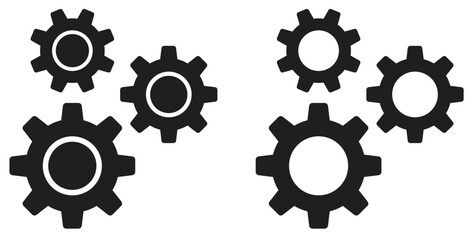 Gear icon set. Gear Settings symbol, cogwheel. Functions symbol. Settings icon vector Illustration