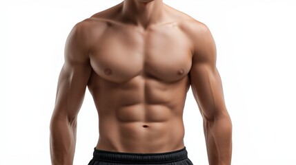 Fototapeta premium Athletic Male Physique Showcasing Defined Muscles and Toned Abs