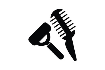 Simple Vector Icon of Hairbrush and Razor