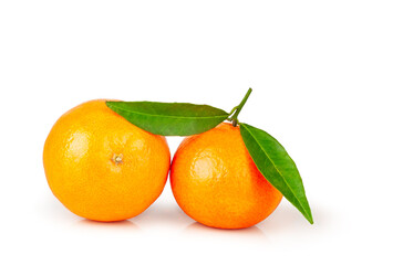 Tangerine fruits isolated on a white background, contour.