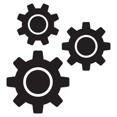 Gear icon set. Gear Settings symbol, cogwheel. Functions symbol. Settings icon