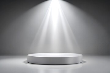 White podium with a spotlight shining on it
