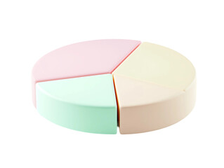 3D Of Pastel Color Pie Chart on Transparent Background