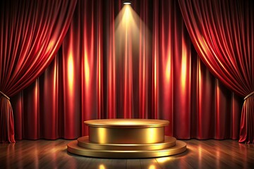 Red curtain with a spotlight on it