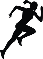 Running sport women icon in flat. isolated on transparent background