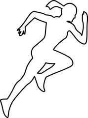 Running sport women icon in line. isolated on transparent background