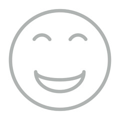 Happy Emoji Vector Line Grey Icon Design