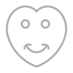 Smiling Heart Vector Line Grey Icon Design